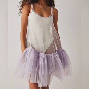 NWT FREE People Tulle Mini Dress Lavendar Sz XS